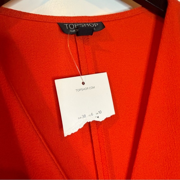 NWT - TOPSHOP Dress Batwing Hot Red Wrap Midi Casual Wear To Work Dress Sz US 6 - Picture 3 of 5